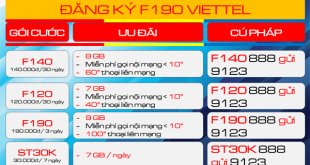 Cách đăng ký gói cước F190 Viettel nhận combo ưu đãi chỉ 190.000đ/tháng