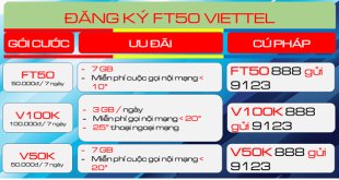 Cách đăng ký gói cước FT50 Viettel dùng 1 tuần chỉ 50.000đ