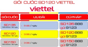 Hướng dẫn đăng ký gói cước SD120 Viettel ưu đãi trọn gói 30 ngày
