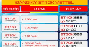 Nhanh tay đăng ký gói cước ST10K Viettel chỉ 10K/ngày có ngay 2GB