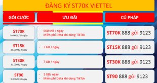 Đăng ký gói ST70K Viettel có giá chỉ từ 70.000đ/tháng