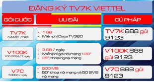 Cách đăng ký gói cước TV7K Viettel ưu đãi xem truyền hình trọn gói