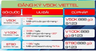 Đăng ký gói cước V50K Viettel có ngay combo thoại + data chỉ 50.000đ