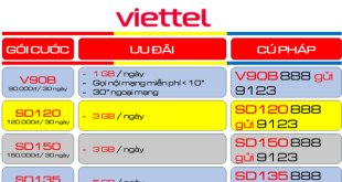 Cách đăng ký gói cước V90B Viettel ưu đãi trọn gói 30 ngày có 30GB