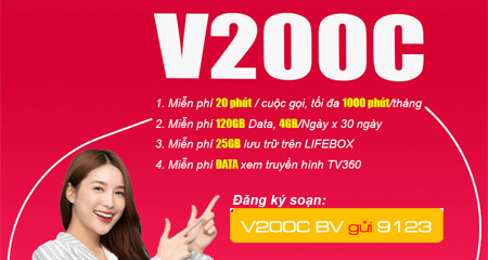 Cách đăng ký gói cước V200C Viettel chỉ 200k / tháng dùng combo thả ga