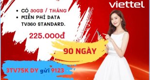 Cách đăng ký gói cước 3TV75K Viettel nhận 90GB- free data ứng dụng TV360 liên tục 3 tháng