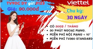 Đăng ký gói cước TV90C Viettel chỉ 90K nhận trọn ưu đãi sử dụng liên tục 30 ngày