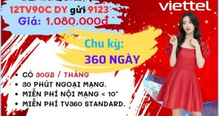 Đăng ký gói cước 12TV90C Viettel ưu đãi data kèm thoại cực lớn sử dụng cả năm