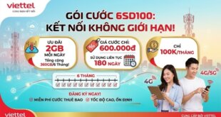 Gói Cước 6SD100 Viettel: Ưu Đãi 2GB/Ngày Trong 6 Tháng